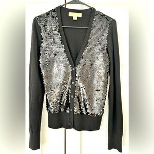 Michael Kors NWOT Women’s Black Sequin Cardigan Sweater Long Sleeve Size XS